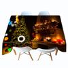 Tablecloth Golden Christmas Tree Socks And Elk Pattern Rectangular And Round Table Cloth Thicken Cotton Cover Towel
