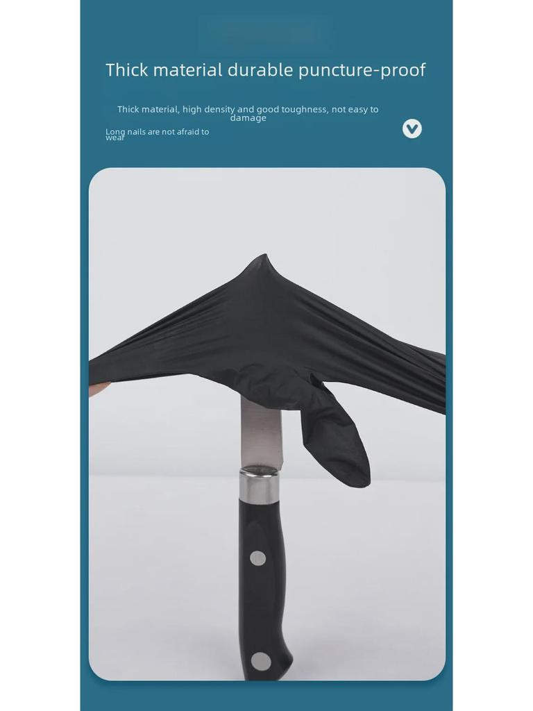 Inco Black Nitrile Disposable Gloves - Thick, Durable, Food-Grade, Non-Slip & Oil-Resistant for Baking & Household Use