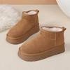 Unisex Genuine Leather Thick-Soled Snow Boots - Versatile Winter Warm Short Boots for Women and Couples