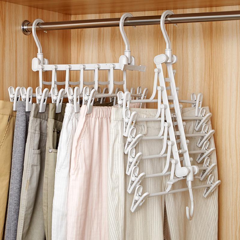 Telescopic Multifunctional Pants Rack & Clothes Dryer - Magic Space-Saving Wardrobe Hanger with Clips