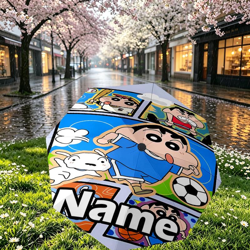 Custom Name Personalized Cartoon comics Print Umbrella, Auto Open Close, 8‑Rib Sturdy Frame, Commute Camping Hiking Use, Birthday Gift