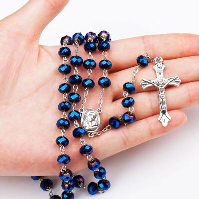 8MM  Carved Glass Rose of Jerusalem Crucifixion Center Catholic Prayer of Religious Jewelry