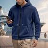 Men Casual Warm Fleece Hooded Zipper Cardigan Sweater Outerwear