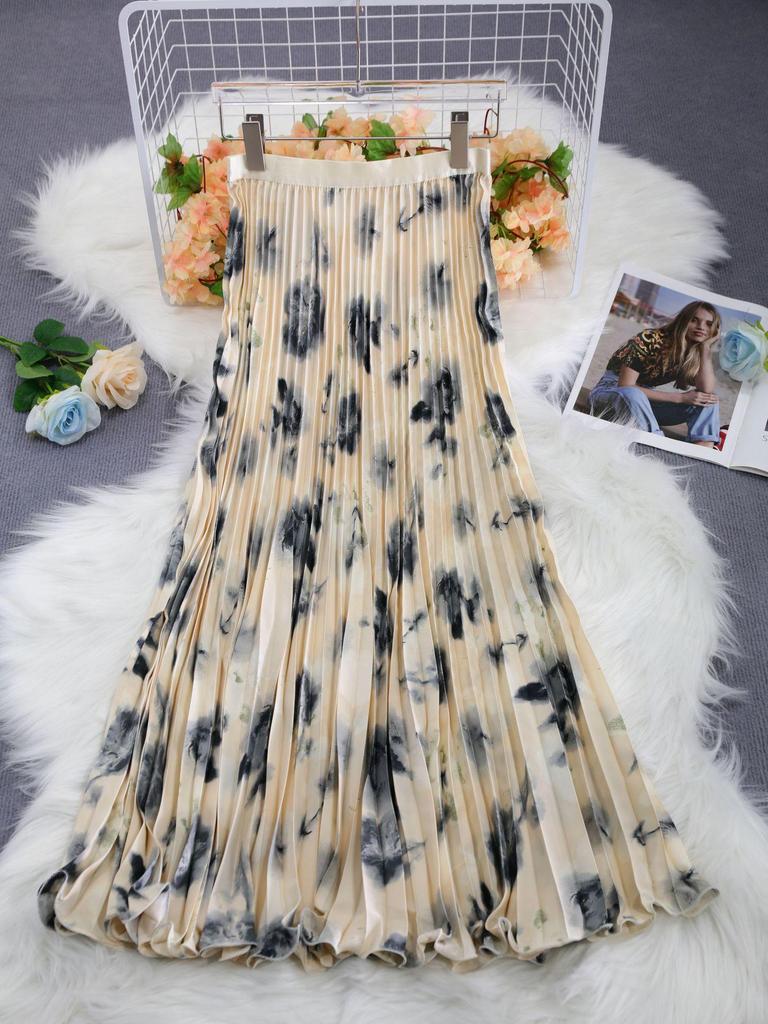Japanese Korean Chiffon Pleated High Waist Long Skirt - Comfortable, Casual & Slimming