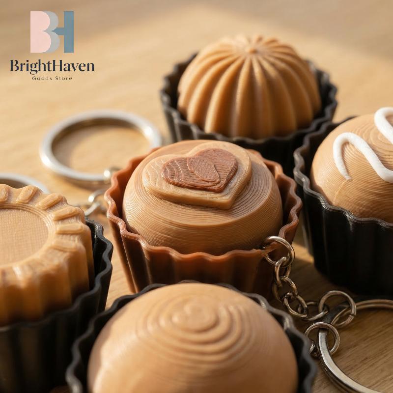 Cartoon Simulated Dessert Stress Clicker Toys Relief Pass The Time Pendant Decompression Keychain Backpack Decor Accessories Hot