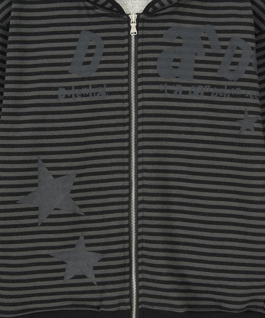 Dandel Dd Type Stripe Hoodie Zip-Up (Black)