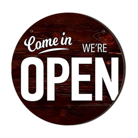 Pine Wood Double-Sided Reversible Hanging Sign, Business Open Closed Sign, Holiday Decor with Rope Hanging No Drill for Office Home Use