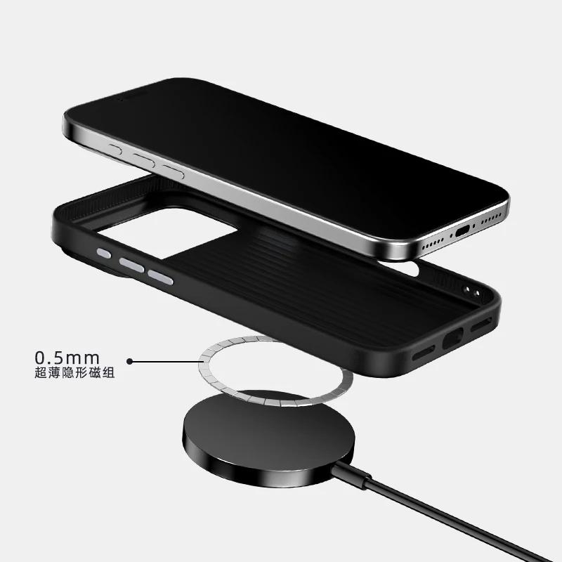 Business Premium Minimalist Sle Carbon Fiber for Magsafe Case for IPhone 17 Pro Max 16 15 14 Non-slip Anti Drop Wireless Charger Protection Cover
