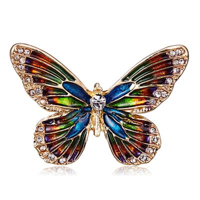 Elegant Vintage Colorful Enamel Butterfly Brooches For Women Men Exquisite Inlaid Rhinestone Flying Insect Animal Pins Jewelry