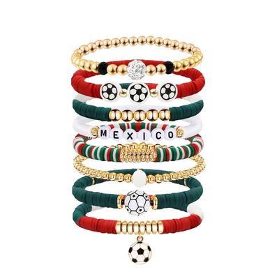 Conjunto de Pulseiras de Futebol, Pulseiras Elegantes Empilháveis para Dia de Jogo, Pulseiras de Torcida de Futebol, Adições nas Cores do Time de Futebol
