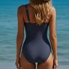 Women's Fashion One-Piece  V-Neck Striped Ruched Belly Concealing Backless Bikini Swimsuit