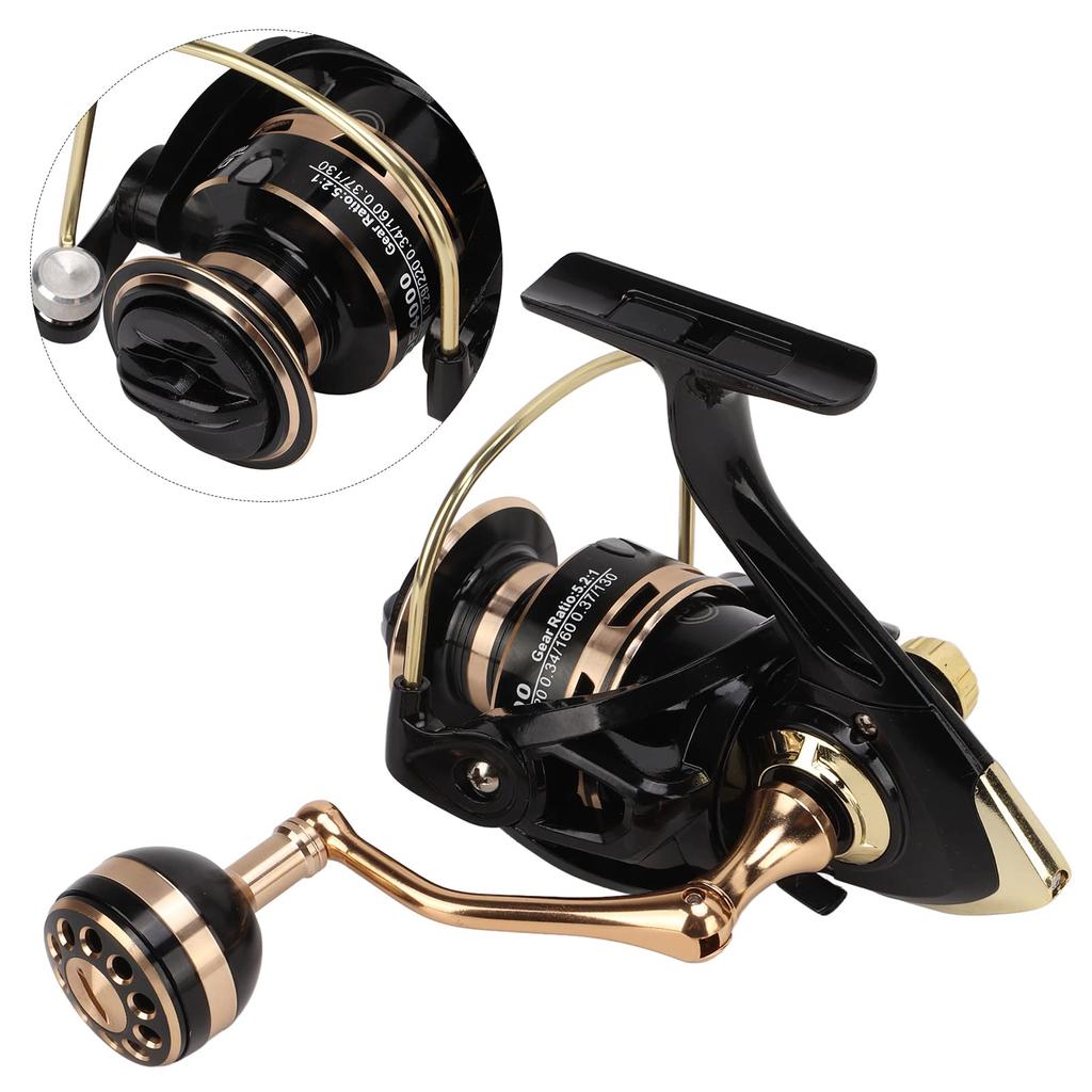 Spinning Fishing Strong Robust and Powerful Metal Rolling for Ice Fishing Reel, 5.21 Ratio, Braking, Wheel, (DF4000)