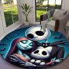 1pc Jack And Sally Christmas Tree Floral Rug, Digital Printed Home Chair Sofa Mat, Durable Office Round Carpet, Beautiful Festival Decorations