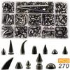 Set di Decorazioni per Giacca Punk Nera in Pelle con Borchie e Collare - 270 PZ