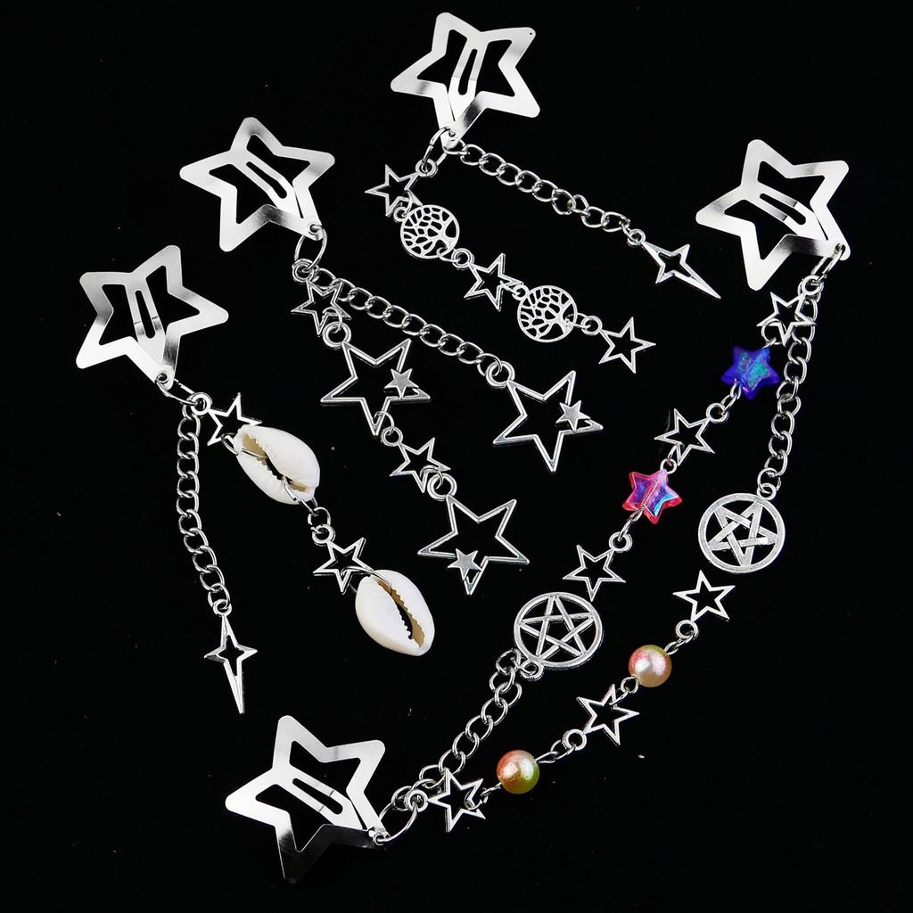 Fashionable Sturdy Alloy Star Chain Hairpin Hair Decoration For Adding Elegant To Casual Wear and Special Occasions