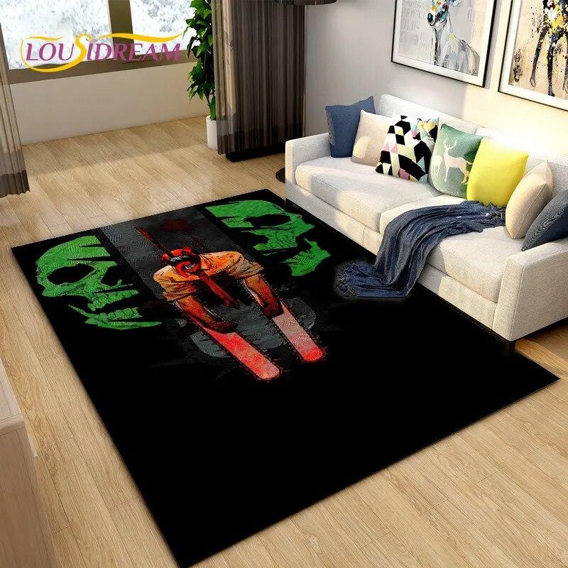 3D Chainsaw Man Anime Denji Cartoon Area Rug,Carpet Rug for Living Room Bedroom Sofa Doormat Decoration, Kids Non-slip Floor Mat