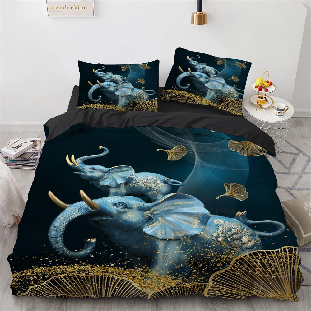 Hirsch Bettbezug Set Wildtiere Blumenmuster Polyester Bettwäsche Set King Twin Full Size Bettdeckenbezug für Kinder Jungen Mädchen