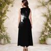 Rochie Maxi A-Line Imprimată Fără Mâneci cu Gât Rotund pentru Femei Mărimi Mari cu Buzunare Laterale