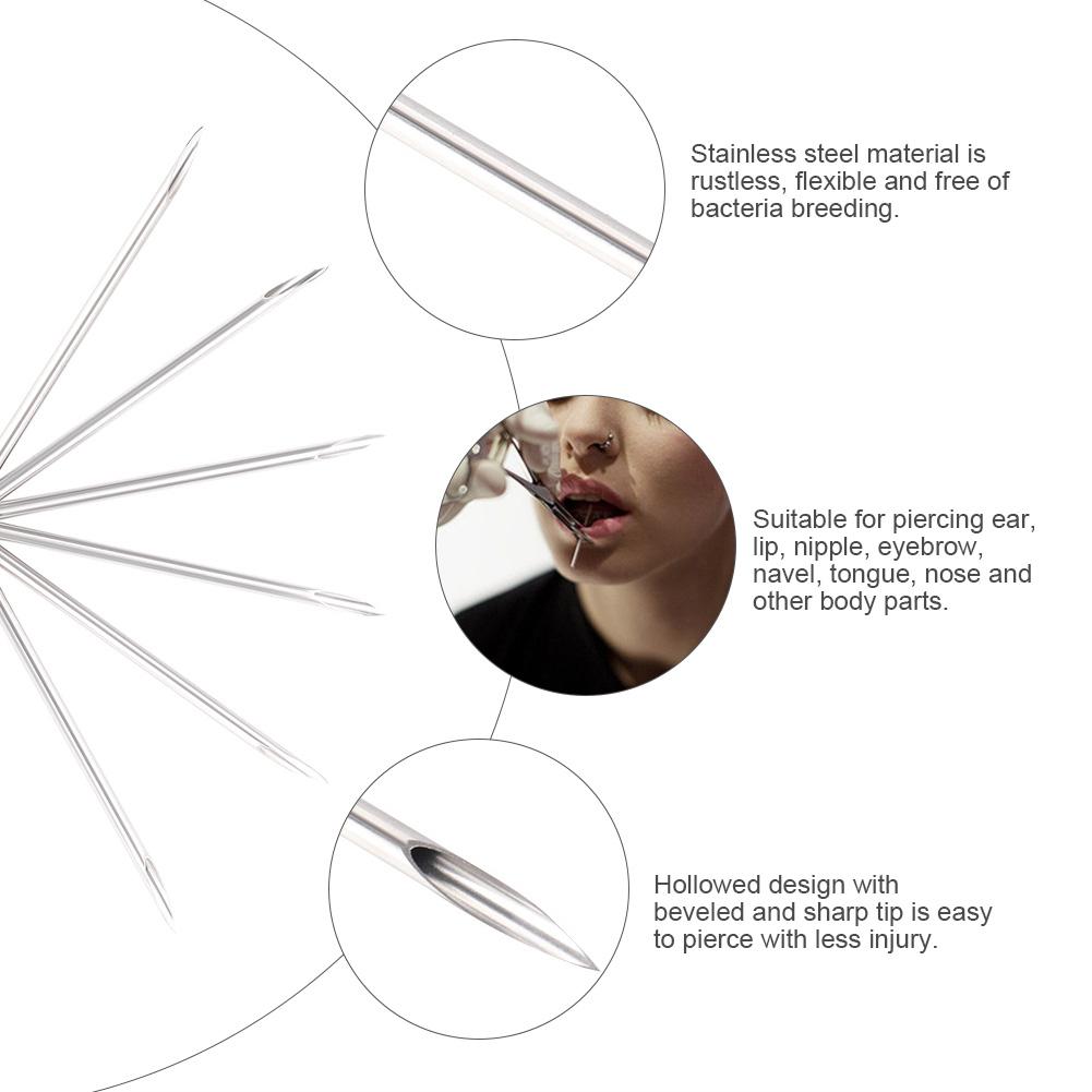 

Пірсинг голки татуювання пірсинг стерилізовані одноразові порожнисті голки для носа та вуха 18G 18G