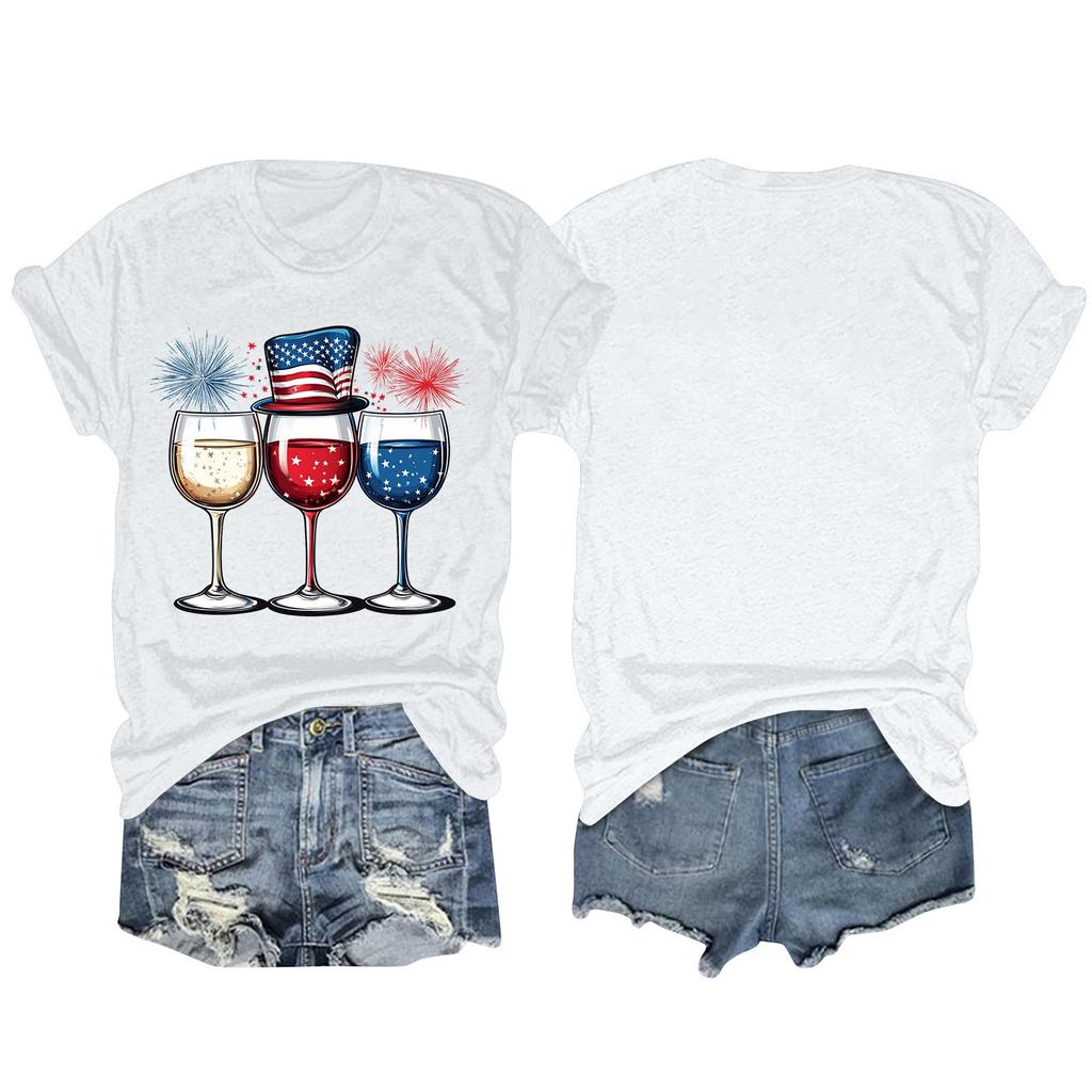 Women's Fashion Plus Size Vintage LA Print Casual Short-Sleeved Top