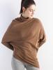 Korean Irregular Wool Patchwork Batwing Sleeve Sweater - Women's Autumn/Winter Loose Knitwear