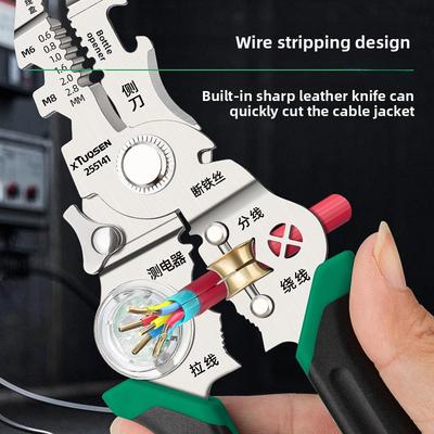 10 IN 1 Multifunctional Wire Stripper with Electricity Measurement Plier for Cutting Pulling Wires Cable Electrician Scissors