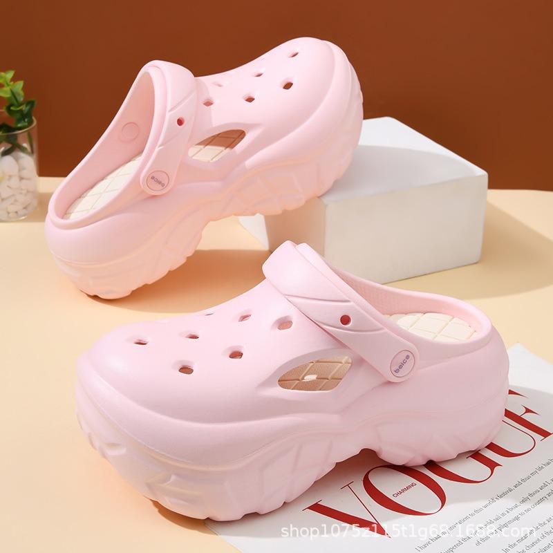Summer new women's two-color hole shoes platform non-slip wear-resistant fashion outdoor beach bag head mop