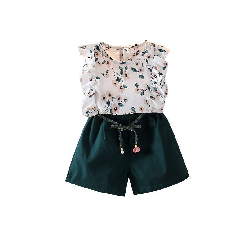 Baby Girl Floral Two-Piece Set Summer Outfit for 1-5 Years Old