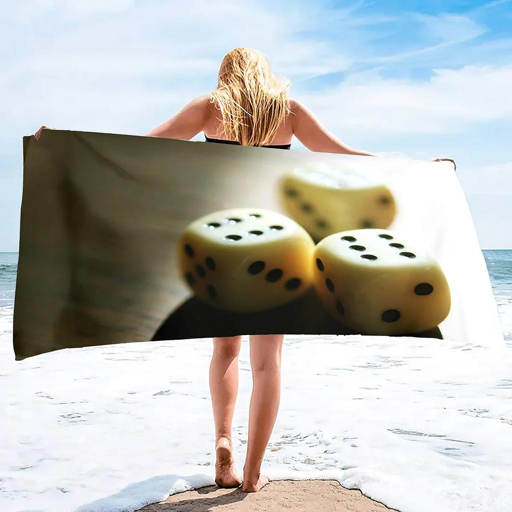 Dice Print Oversized Beach Towels,Super Absorbent Sand Free Thick Microfiber Beach Towel ,Cute Tropical Palm Leaf Beach Towels