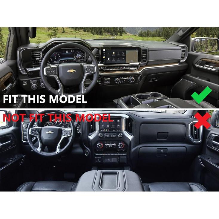 Carbon Fiber Style Interior Center Control Dashboard Frame Cover Trim Accessories for 2022-2026 GMC Sierra/Chevrolet Silverado 1500 2500 3500HD