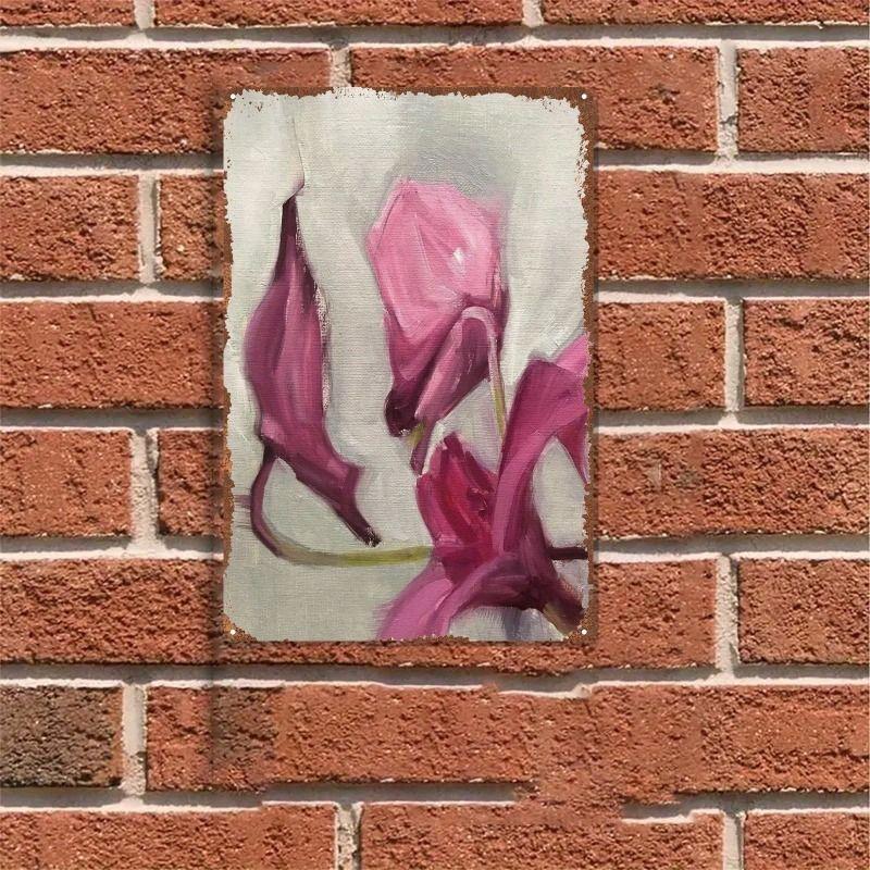 Vintage Metal Tin Sign Wall Art Floral Butterflies Decor for Home Living Room Kitchen