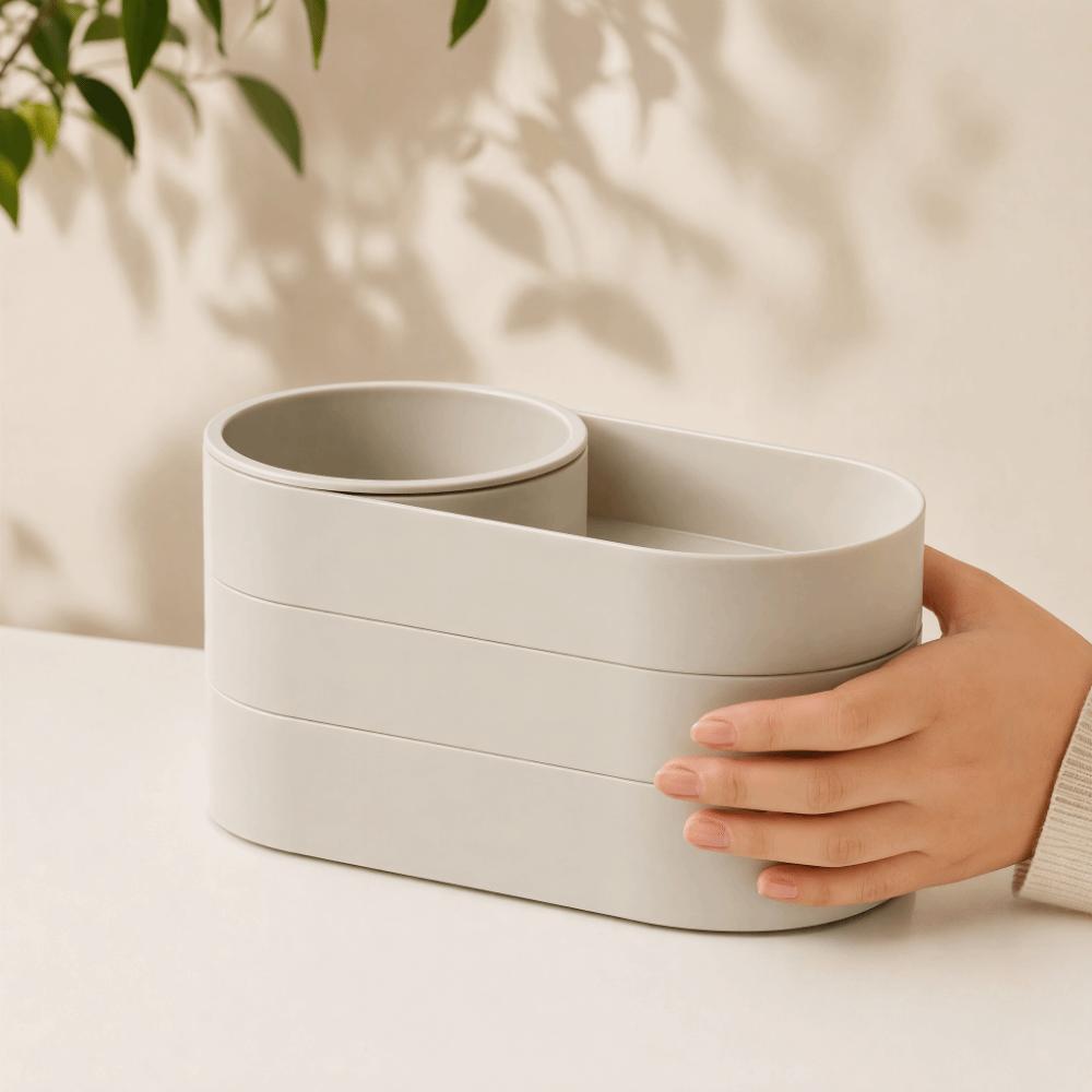 Minimalist Multi-Layer Storage Box 360° Rotating Pen Holder Jewelry Storage Box  Jewelry Storage