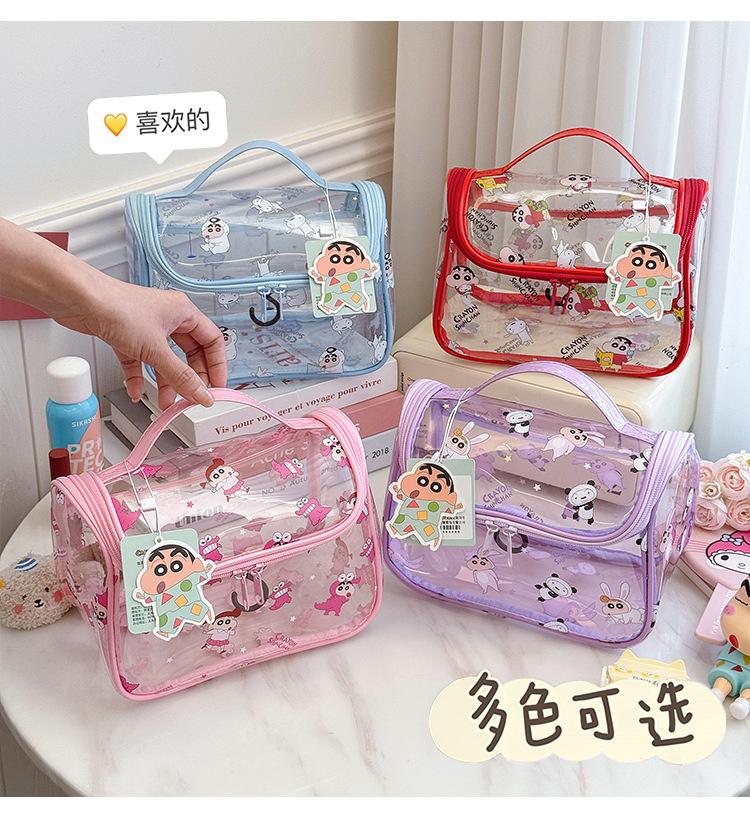 Crayon Shin Chan Makeup Bags Travel Cosmetic Organizer Cartoon Shin-Chan Handbag Wateproof Storage Bags Transparent Washing Bag