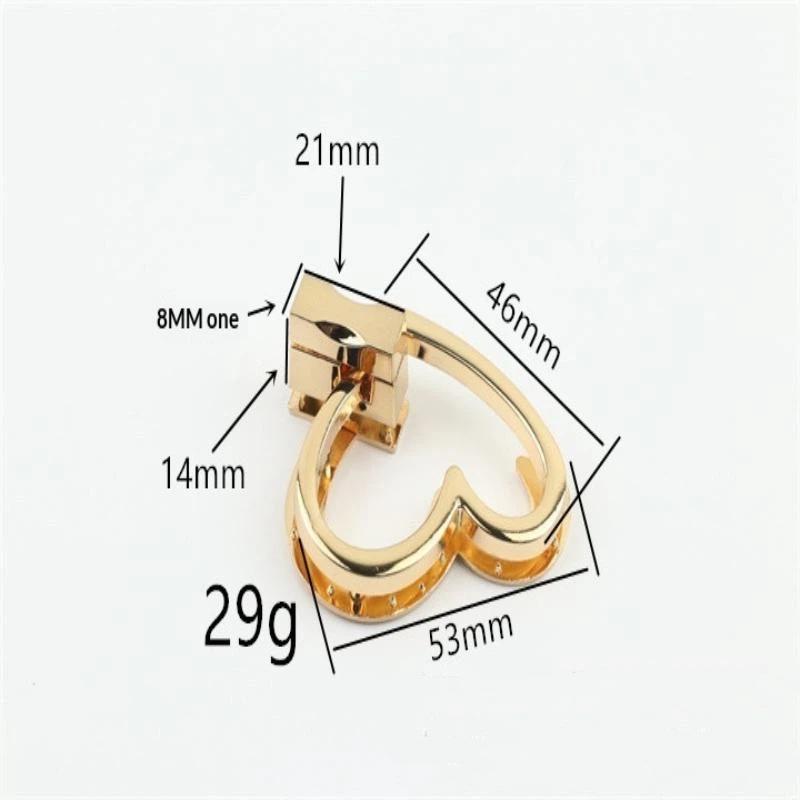 Handbag Purse Closure Toggle Latch Buckles Diy Bag Hardware Bag Accessories Double Heart Clasp Buckles Twist Locks For Handbag