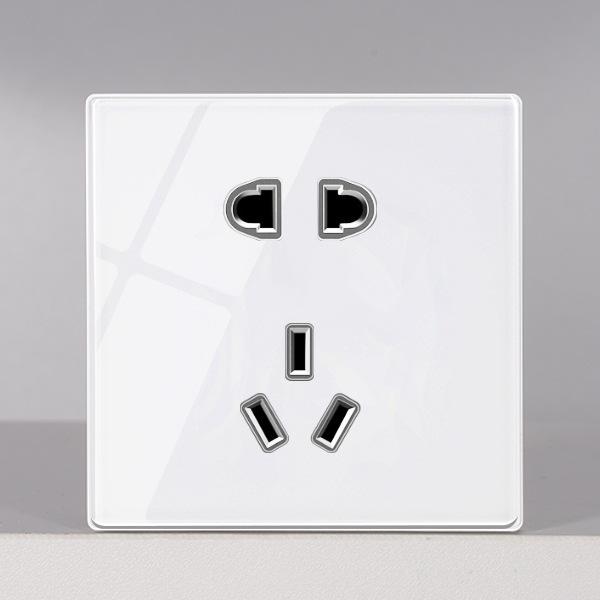 86 Type Creative White Glass Bedside Wall Switch with Indicator Light