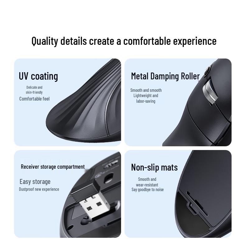 UGREEN Rechargeable 2.4G Wireless + Bluetooth Dual Mode Vertical Mouse