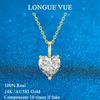 100% Real 14K Gold Heart Moissanite Pendant Wedding Necklace Women Fashion Temperament Glossy Lab Diamond Anniversary Jewelry