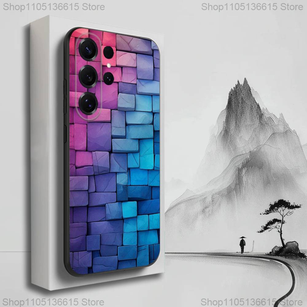 3D Art Block Cool Phone Case For Samsung S25,S24,S23,S22,S21,S20,S10,Ultra,Plus,Lite,FE,Soft Silicone Black Cover