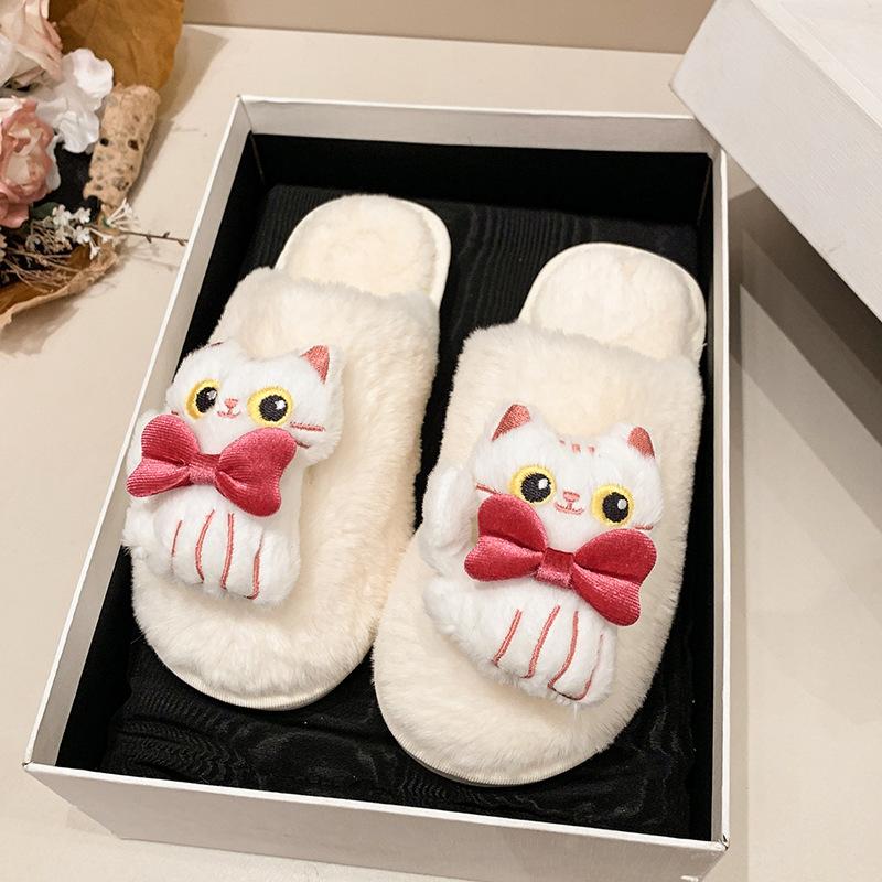 Cute Cartoon Internet Celebrity Mao Mao Slippers Women Wear 2025 Autumn and Winter New Comfortable and Warm Indoor Bag Head Cotton Mop