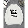 Herre "He's My Boo" Grafisk Afslappet Rundhals Svedtrøje 100% Bomuld Trykt Langærmet Rundhals Pullover