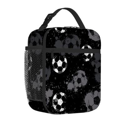 Fußball Lunchtasche Thermisch Hohe Kapazität Brotdose Tasche mit Fronttasche Langlebige Kühlertasche Handtasche für Arbeit Schule Picknick
