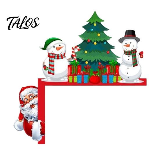 Rustic Wooden Holiday Accents Christmas Door Topper, Corner Sign, Santa Snowman Gingerbread Party Decorations Man Frame Decor for Home Decoration