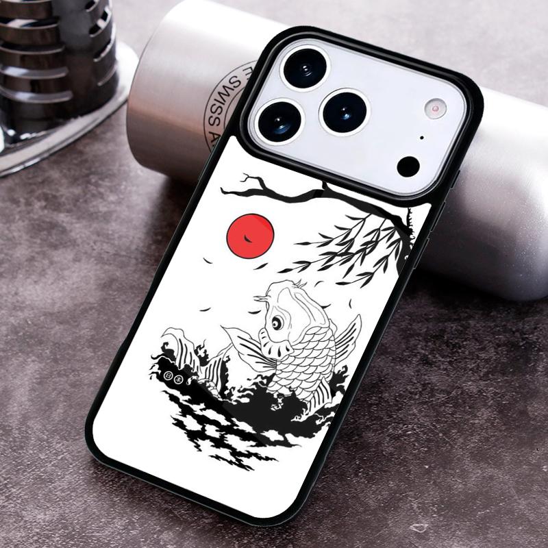 Japanese Koi Fish soft Phone Case for iPhone 17 16 15 Pro Max Air 14 13 12 11 Plus Shockproof Cover