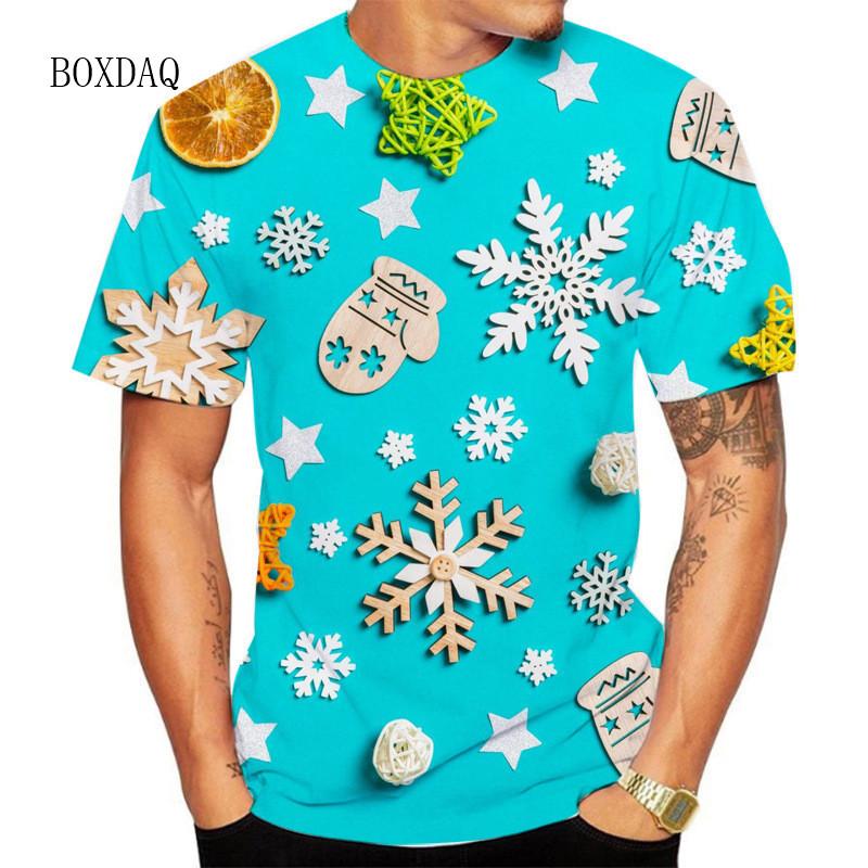 Summer Men's 3D Printed Crew Neck T-Shirt Christmas Dress Up