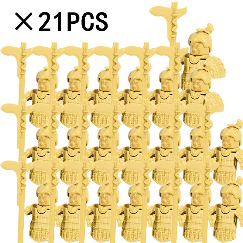21PCS Medieval Military Soldiers Army Figures Armor Guard Warriors Archer Knights Building Blocks Bricks Toys for Kid Gifts