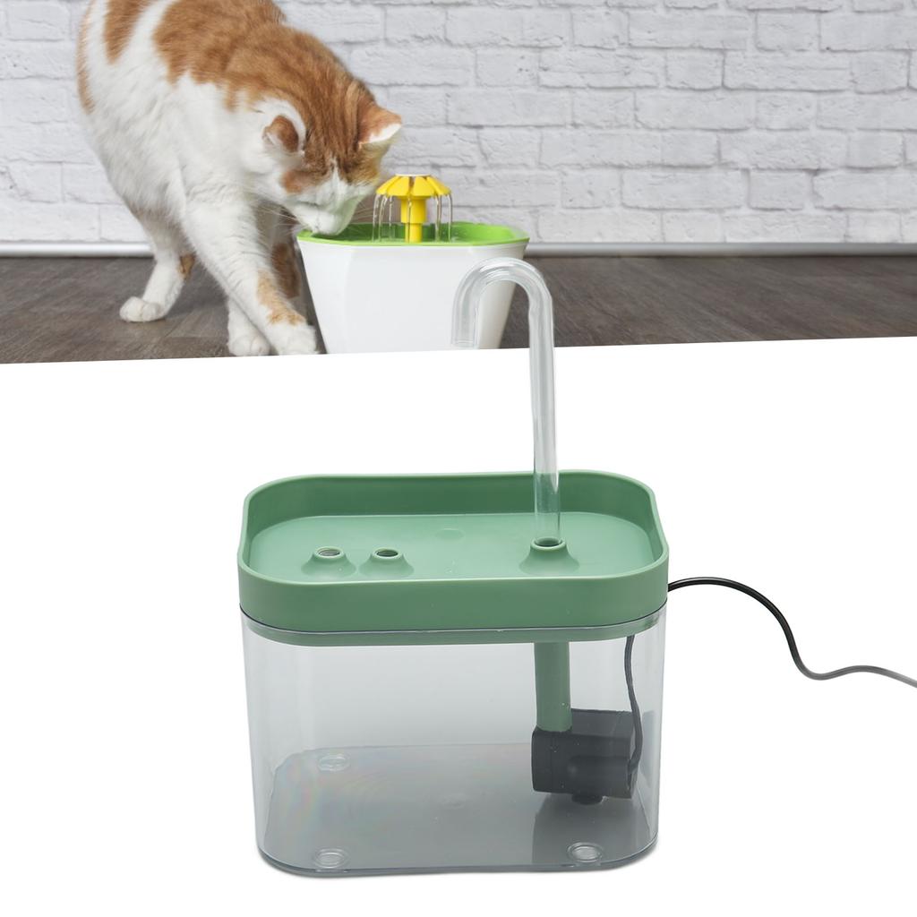 Cat Water Fountain Automatic Quiet USB Powered Transparent Pet Water Dispenser with Elbow Tube 1.5L