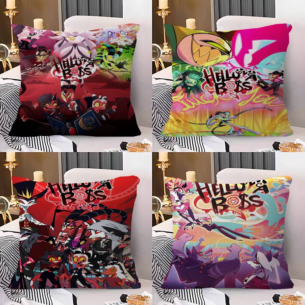 Capa de Almofada Cartoon H-Helluva Boss Personalizada Decoração Quarto Festa Infantil Fronha Presente Aniversário Crianças
