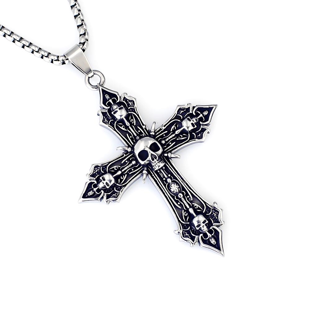 Retro Titanium Steel Cross Pendant Necklace - Men's Hip Hop Style Jewelry