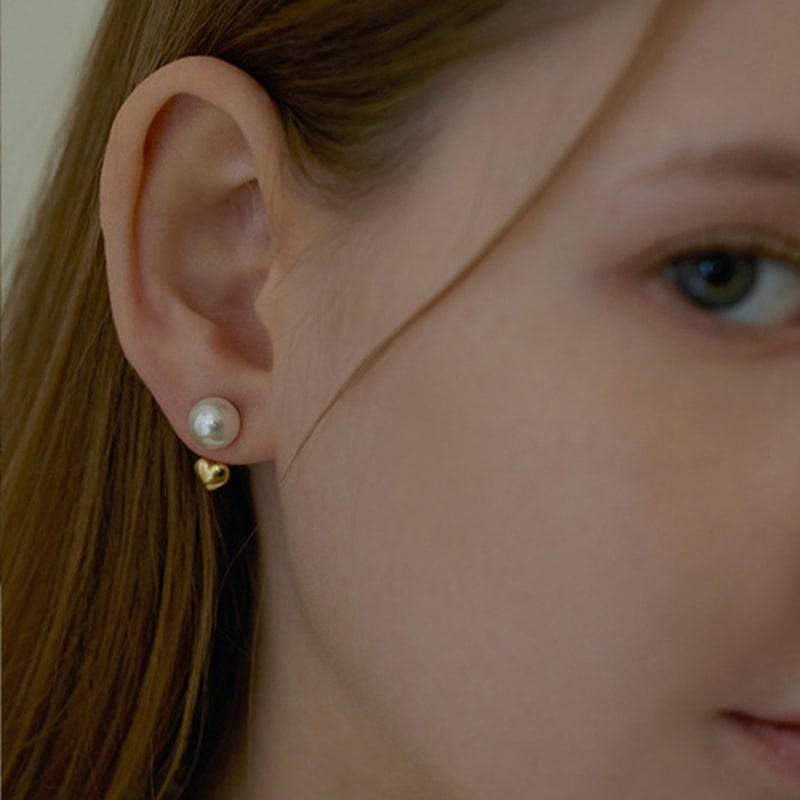 Lewe Pearl heart two-way earring