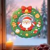 Winter Wreath Decorations Christmas Santa Claus Window Cling, Cartoon Static Sticker, PVC Party Decor Waterproof Glass Decal for Home Holiday